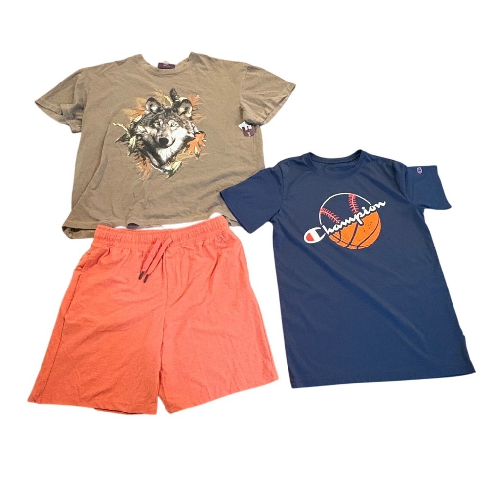 Boys XL 14-16 Clothing Lot Champion Athletic Works‎ Shorts Graphic Tees 3 Pc